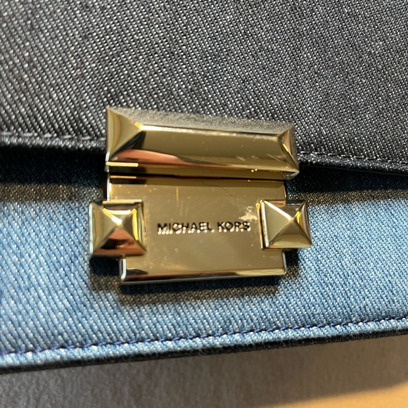 MICHAEL KORS Sloan Signature Denim Chain Strap Small Shoulder Crossbody Bag - Picture 2 of 12